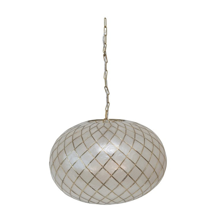 20”Rnd x 13”H Gold Capiz Pendant Lamp