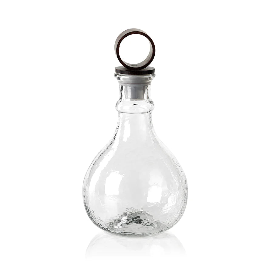 Artisan Hammered Glass Decanter w/ Wrought Iron Stopper