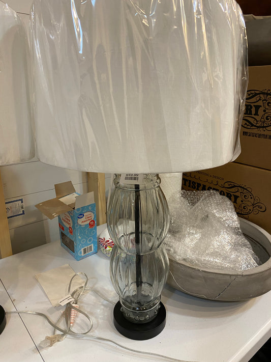 Glass & Black Table Lamp