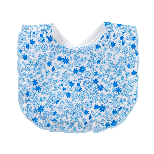 Tiny Flowers Blue Bib w/Ruffle