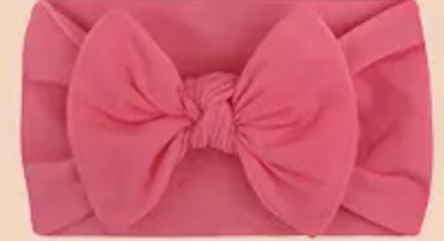 Baby Headbands Bows, Girls Hair Bows, turban headband - (Style 4 - Pink)