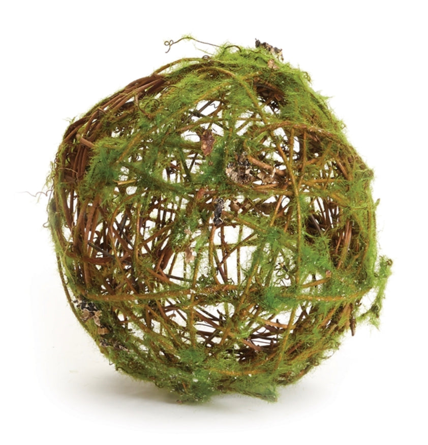 Mossy Wrapped Twig Orb 6”