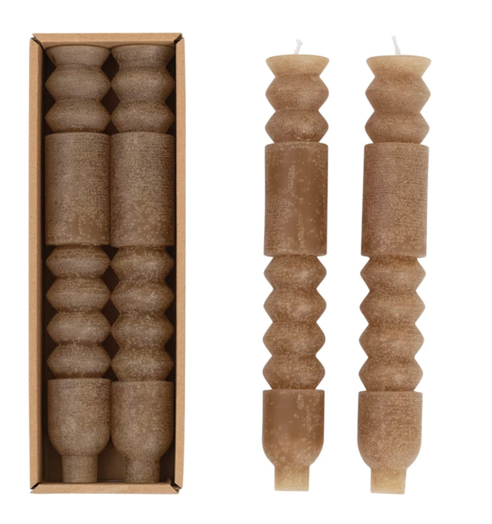 10” Unscented Totem Taper Candles - Olive Color