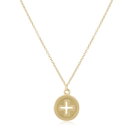 16" necklace gold | signature cross gold disc | gold