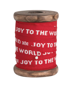 10 Yard Ribbon on Wood Spool "Joy To The World" - Red/White