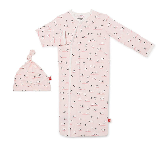 Pink Baa Baa Baby Modal Magnetic Gown & Hat Set