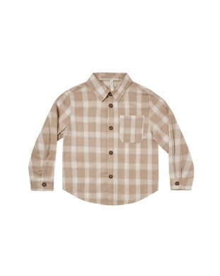 Collard Shirt - Putty Plaid