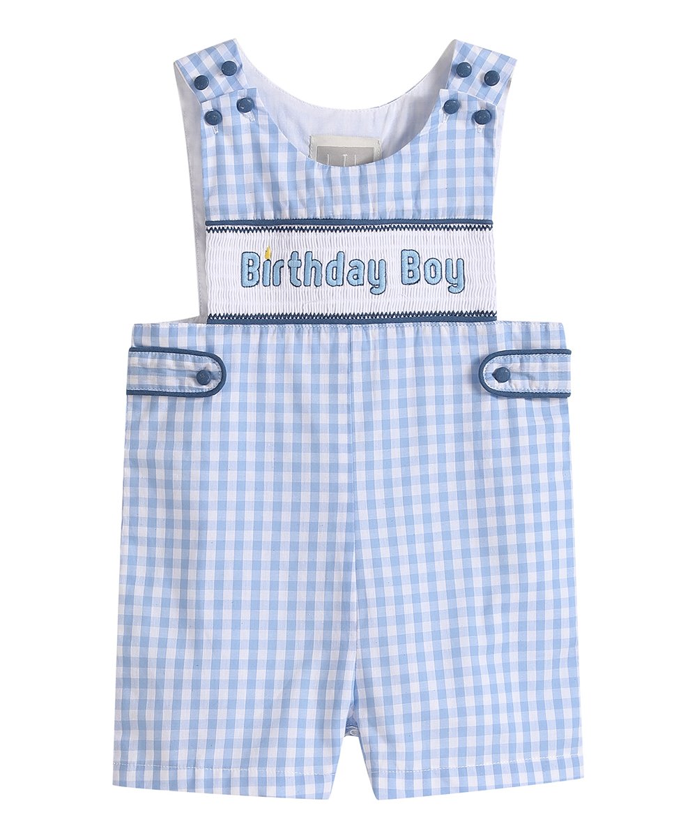 Blue Gingham Birthday Boy Smocked Jon Jon