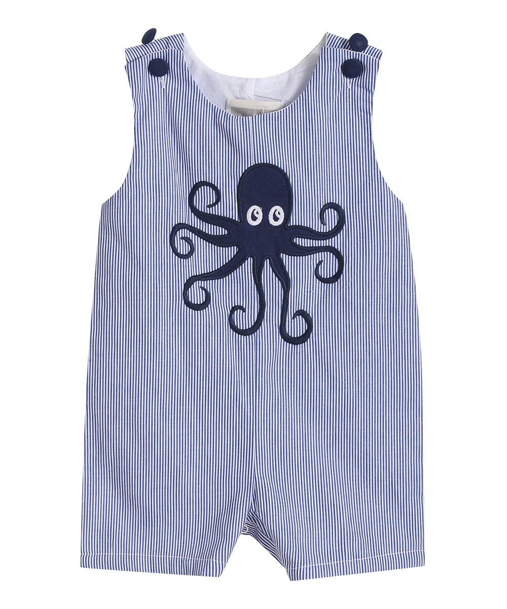 Blue Stripe Octopus Shortalls